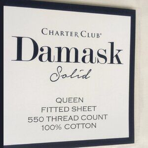 new IVORY 18” Deep Queen Fitted Sheet Charter Club Damask 550 TC 100% Cotton